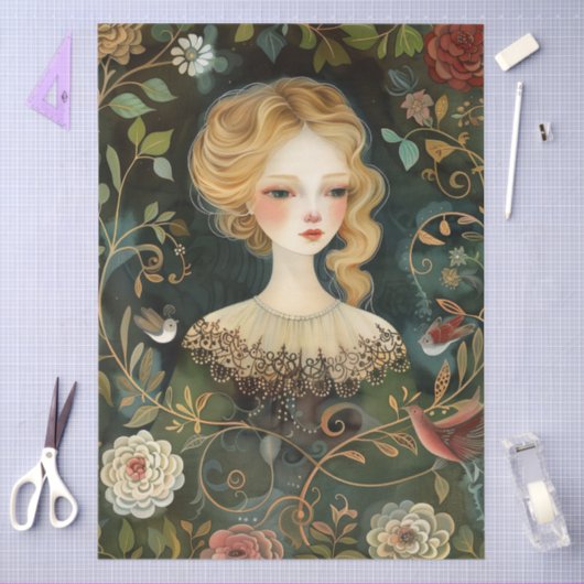  Victoriaans Lady Whimsical Wildflowers Tissuepapier (Craft)