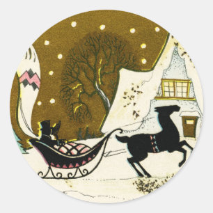 Victoriaans land met kerstrondje ronde sticker