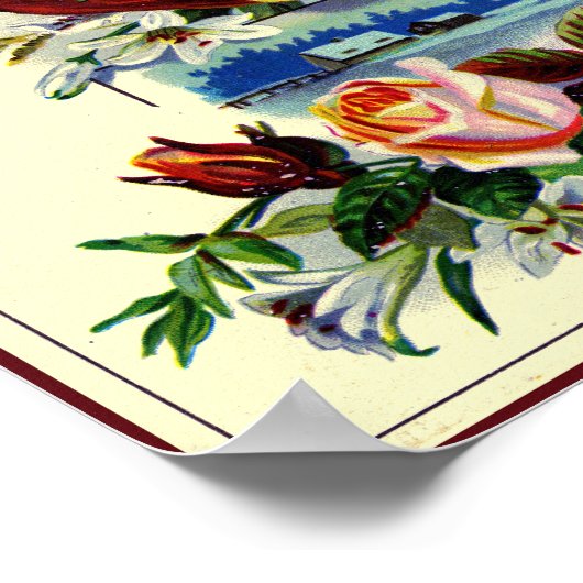 Victoriaans landschap met rozen poster (Hoek)