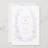 Victoriaans Lavendel Floral Elegante bruiloft Save The Date (Voorkant)