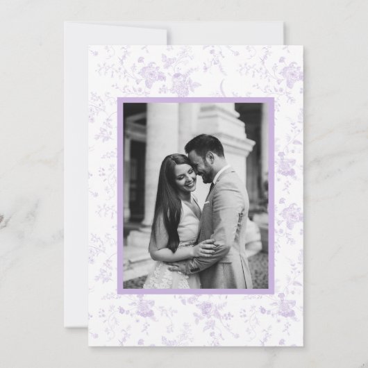 Victoriaans Lavendel Floral Elegante bruiloft Save The Date (Achterkant)