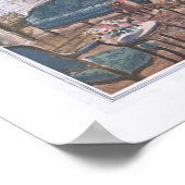 Victoriaans leefruimte in bruin en blauw poster (Hoek)