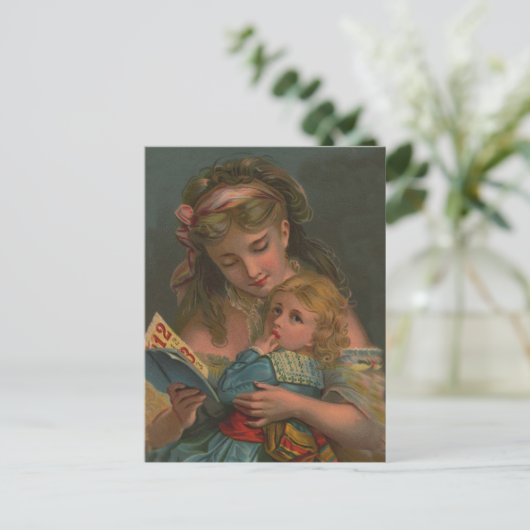 Victoriaans leestijd briefkaart (Staand voorkant)