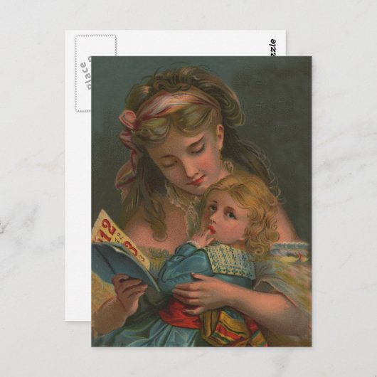 Victoriaans leestijd briefkaart (Voorkant / Achterkant)