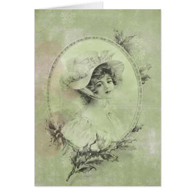  Victoriaans legante dame in Green Pearl Lace (Voorkant)