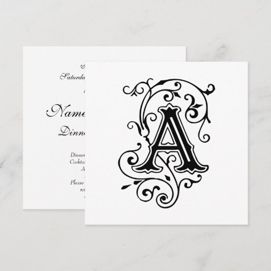  Victoriaans letter A Antiek monogram Kaart (Voorkant / Achterkant)
