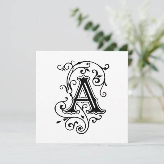 Victoriaans letter A Antiek monogram Kaart (Staand voorkant)