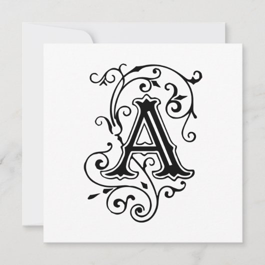  Victoriaans letter A Antiek monogram Kaart (Voorkant)