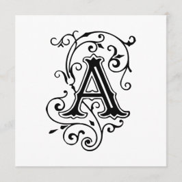 Victoriaans letter A Antiek monogram Kaart