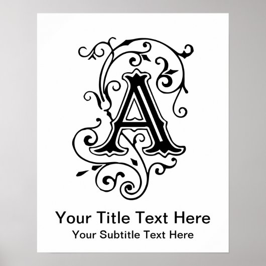  Victoriaans letter A Antiek monogram Poster (Voorkant)