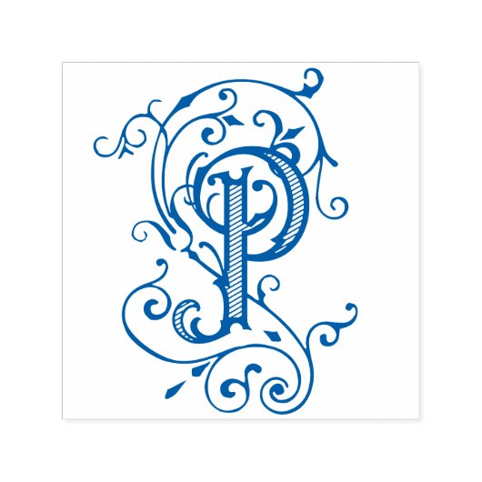 Victoriaans  letter P Monogram Initiaal Zelfinktende Stempel (Design)