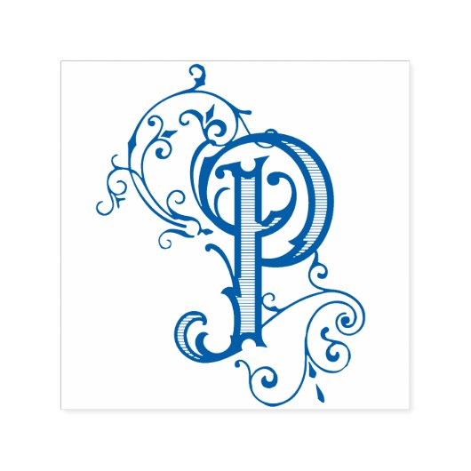  Victoriaans letter P Monogram Initiaal Zelfinktende Stempel (Design)