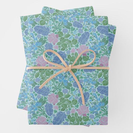 Victoriaans libellen Tuinkleurige en zachte kleure Inpakpapier Vel (In situ)