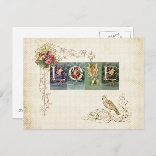 Victoriaans liefde Briefkaart (Voorkant / Achterkant)