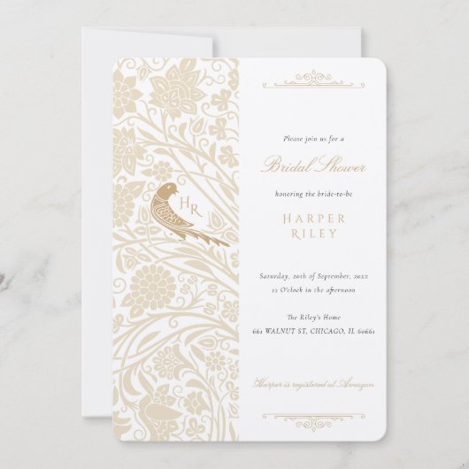 Victoriaans Liefde Vogel Bruids Douche Invitation Kaart (Voorkant)