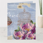 Victoriaans liefdesdenken Dreams Butterfly Bird Ca Bedankkaart (Voorkant)