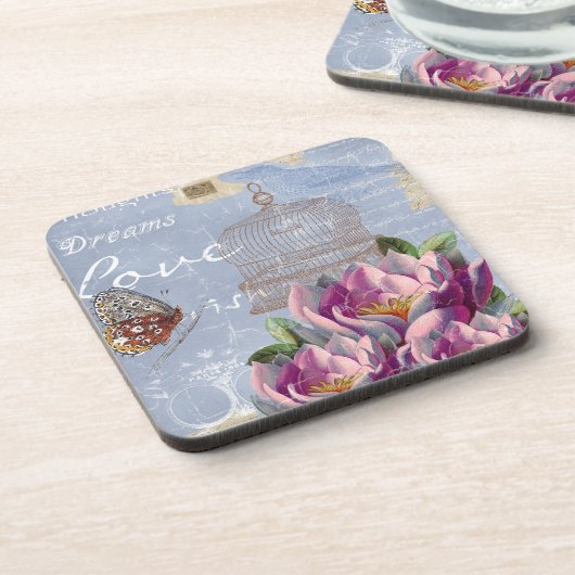Victoriaans liefdesdenken Dreams Butterfly Bird Ca Bier Onderzetter (Linkerzijde)