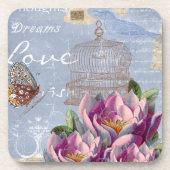 Victoriaans liefdesdenken Dreams Butterfly Bird Ca Bier Onderzetter (Voorkant)