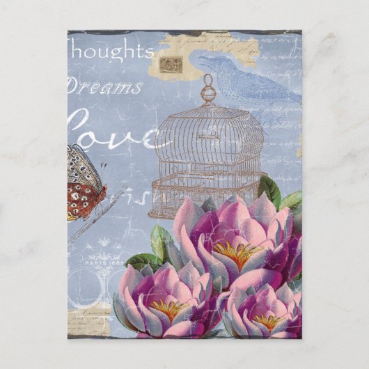 Victoriaans liefdesdenken Dreams Butterfly Bird Ca Briefkaart (Voorkant)