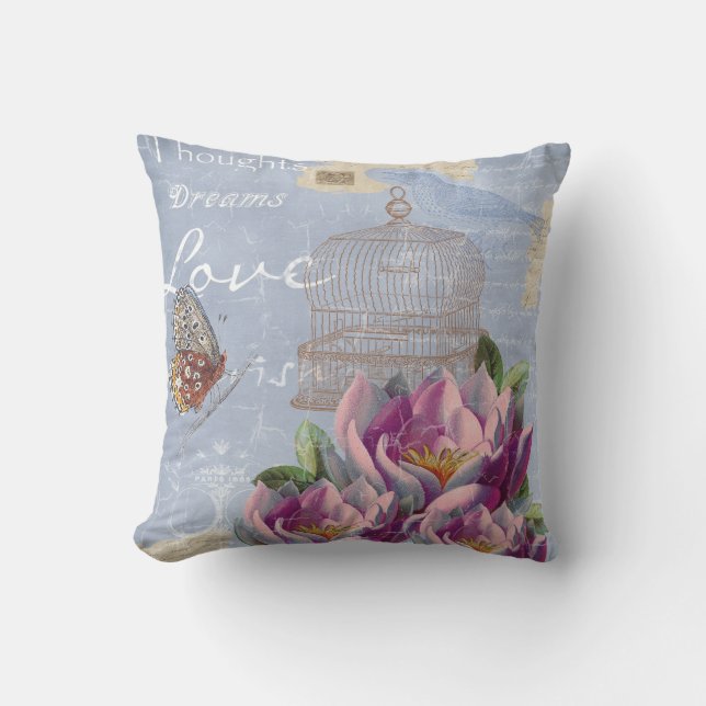 Victoriaans liefdesdenken Dreams Butterfly Bird Ca Buitenkussen (Voorkant)