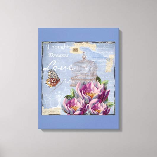 Victoriaans liefdesdenken Dreams Butterfly Bird Ca Canvas Afdruk (Voorkant)