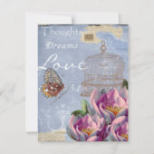 Victoriaans liefdesdenken Dreams Butterfly Bird Ca Kaart (Voorkant)