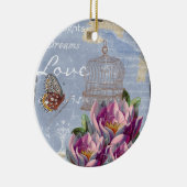 Victoriaans liefdesdenken Dreams Butterfly Bird Ca Keramisch Ornament (Rechts)