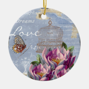 Victoriaans liefdesdenken Dreams Butterfly Bird Ca Keramisch Ornament