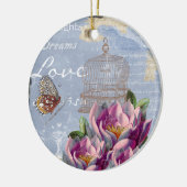 Victoriaans liefdesdenken Dreams Butterfly Bird Ca Keramisch Ornament (Links)