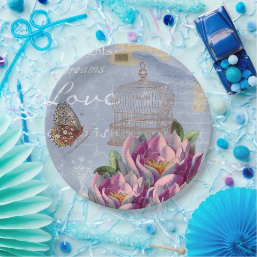 Victoriaans liefdesdenken Dreams Butterfly Bird Ca Papieren Bordje (Feest)
