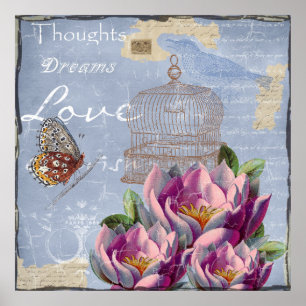 Victoriaans liefdesdenken Dreams Butterfly Bird Ca Poster