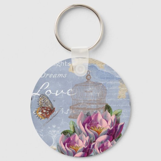Victoriaans liefdesdenken Dreams Butterfly Bird Ca Sleutelhanger (Voorkant)