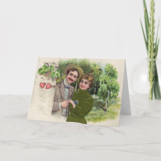 Victoriaans liefdevol paar Wenskaart Feestdagen Kaart (Voorkant)