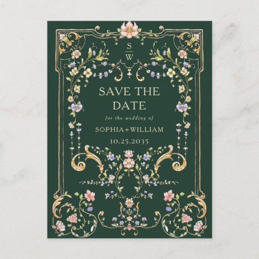 Victoriaans  Lijst Bruiloft Save the Date Briefkaart (Voorkant)