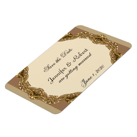 Victoriaans Lijst in gouden bruiloft Save the Date Magneet (Linkerzijde)