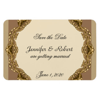 Victoriaans Lijst in gouden bruiloft Save the Date Magneet