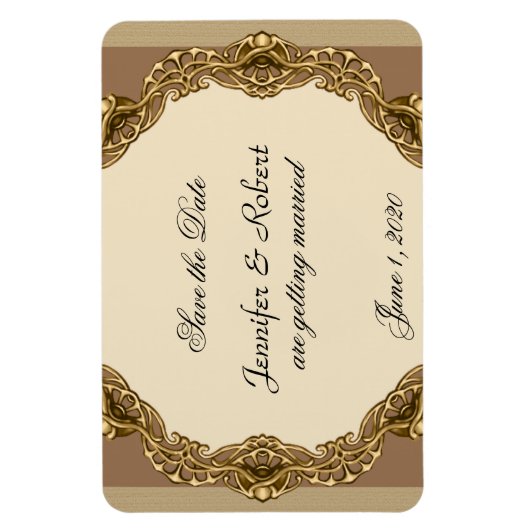 Victoriaans Lijst in gouden bruiloft Save the Date Magneet (Verticaal)