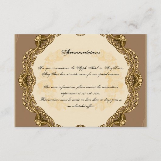 Victoriaans Lijst in Gouden Trouwtussenvoegsel Informatiekaartje (Voorkant)