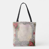 Victoriaans Lijst met rode rozen zilveren ivoorkan Tote Bag (Achterkant)
