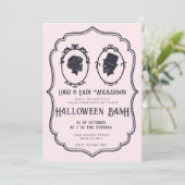 Victoriaans Lijst schedel Halloween Bash Kaart (Staand voorkant)