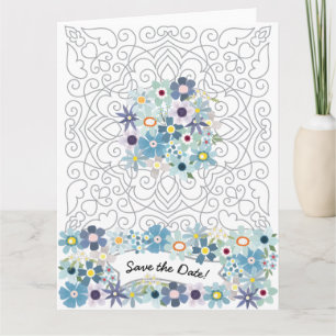 Victoriaans Lijst w / Flowers Save the Date Kaart