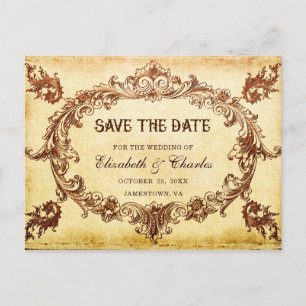  Victoriaans Lijst Weddenschap Save the Date Aankondigingskaart