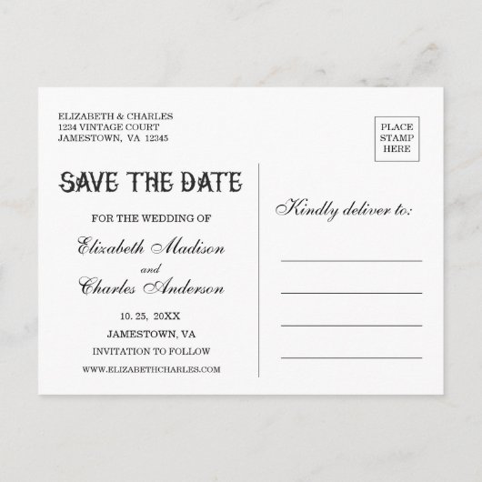  Victoriaans Lijst Weddenschap Save the Date Aankondigingskaart (Achterkant)