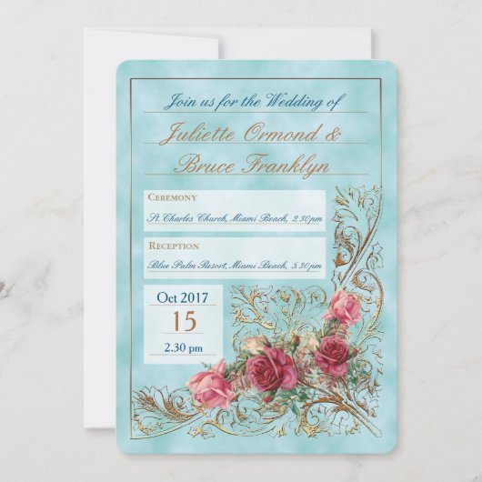 Victoriaans Lijst - Wedding Invitation Suite Kaart (Voorkant)