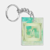 Victoriaans lijsten hemelschilderij Elegante blauw Sleutelhanger (Voorkant Links)