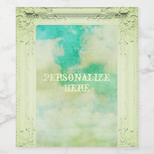 Victoriaans lijsten hemelschilderij Elegante blauw Wijn Etiket (Enkel label)