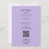 Victoriaans Lila Paarse All in One Wedding Monogra Kaart (Achterkant)