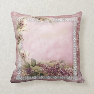 Victoriaans Lilacs w White Lace Lijst lavender roz Kussen