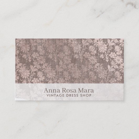 *~*  Victoriaans linen Floral Grey Visitekaartje (Voorkant)