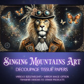 Victoriaans Lion Butterflies Steampunk Decoupage Tissuepapier